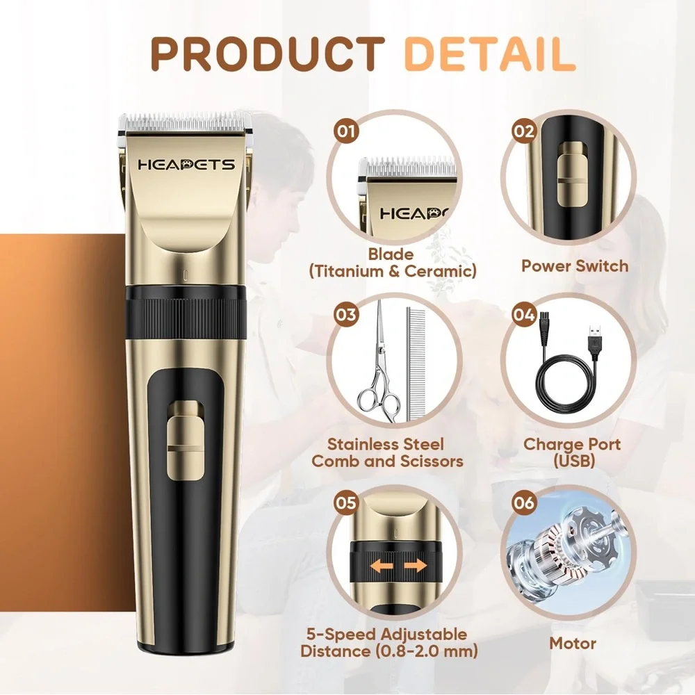 NIB~ TWO Dog/Cat Electric Clippers Grooming Kit Low Noise Rechargeable Cordless